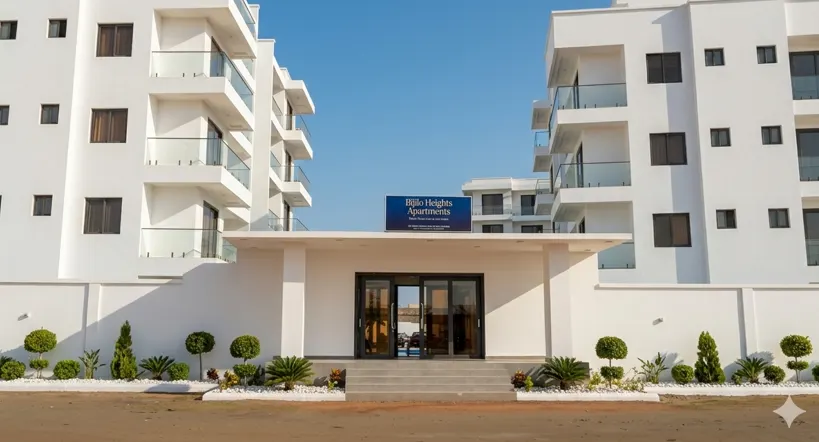 Reception building at the gated entrance