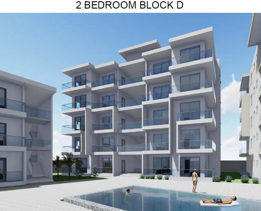 Rendering of an apartment block by day