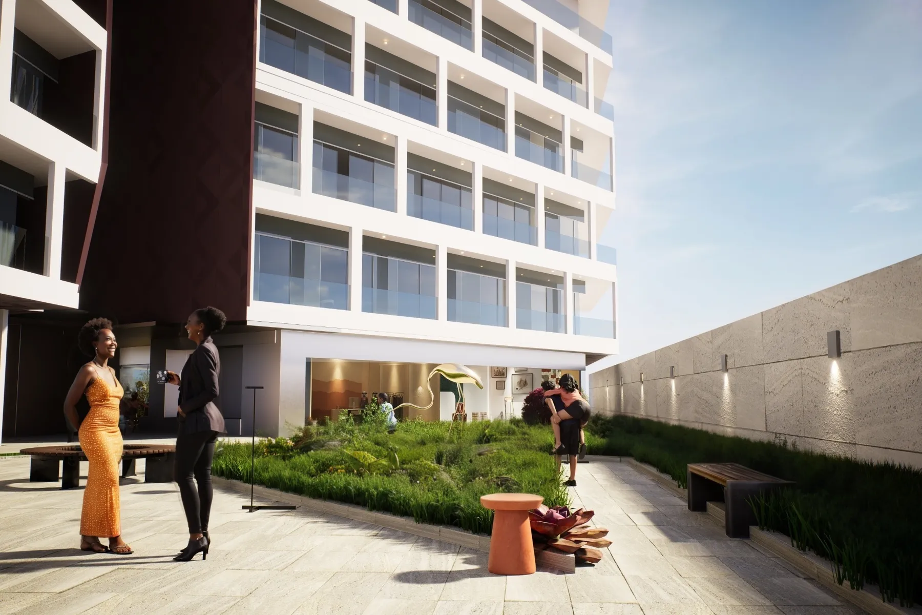 Landscaped courtyard garden