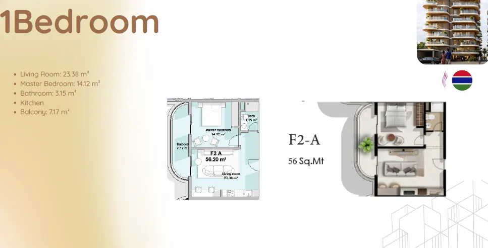 One-bedroom floor plan