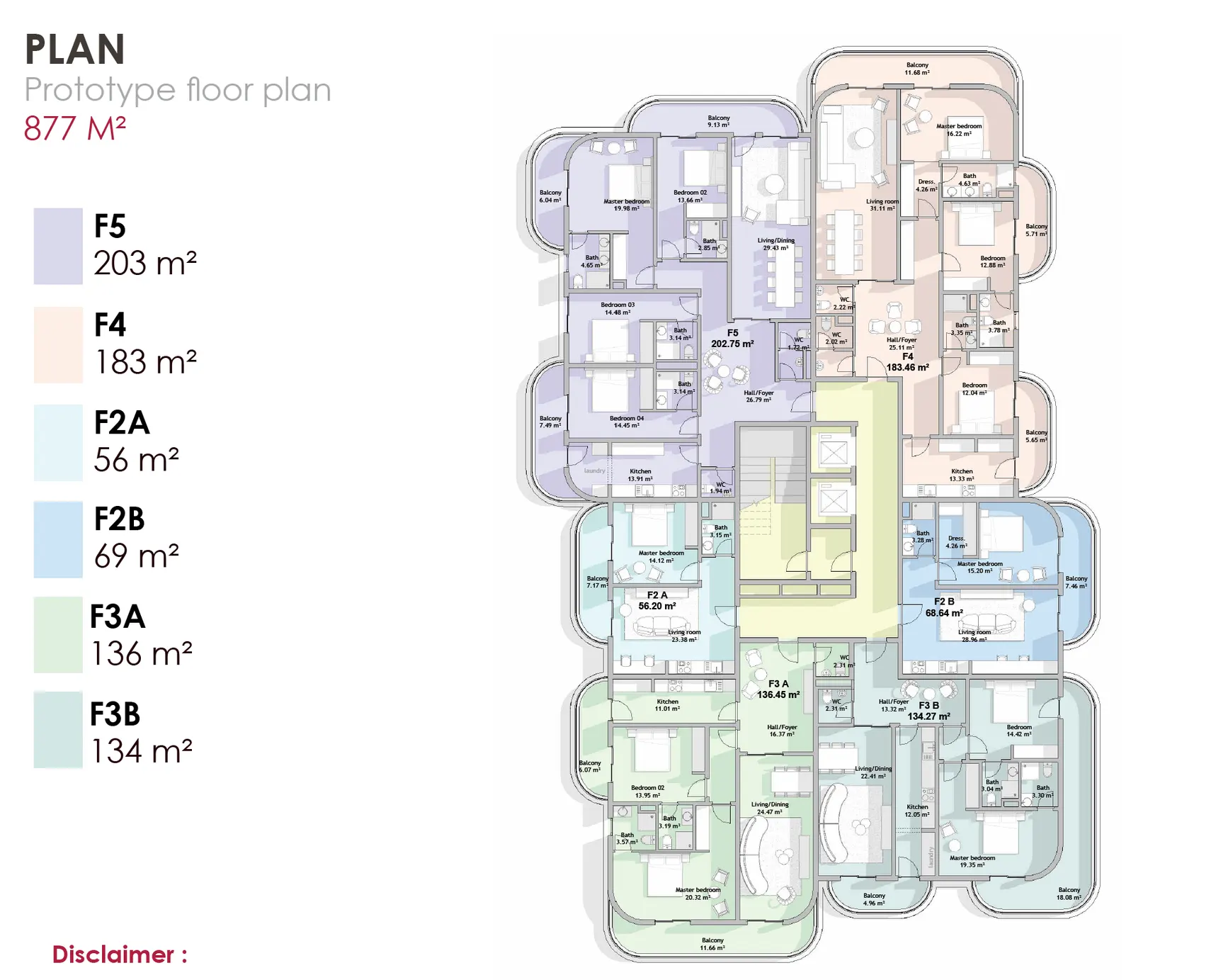 Typical floor plate showing unit types
